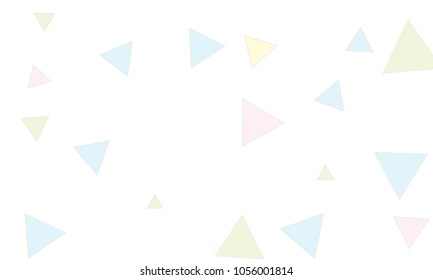 Many Light Blue, Green, Violet and Yellow Triangles of Different Size on White Background