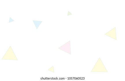 Many Light Blue, Green, Violet and Yellow Triangles of Different Size on White Background