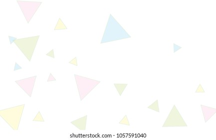 Many Light Blue, Green, Violet and Yellow Triangles of Different Size on White Background