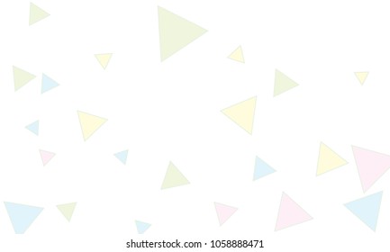 Many Light Blue, Green, Violet and Yellow Triangles of Different Size on White Background