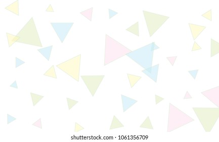Many Light Blue, Green, Violet and Yellow Triangles of Different Size on White Background