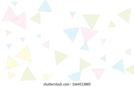 Many Light Blue, Green, Violet and Yellow Triangles of Different Size on White Background