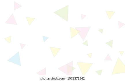 Many Light Blue, Green, Violet and Yellow Triangles of Different Size on White Background