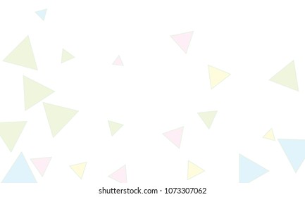 Many Light Blue, Green, Violet and Yellow Triangles of Different Size on White Background