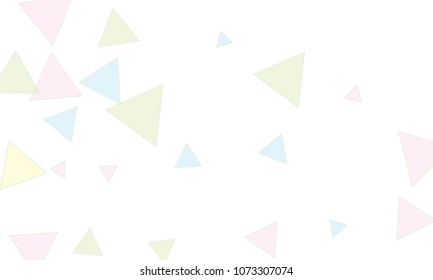 Many Light Blue, Green, Violet and Yellow Triangles of Different Size on White Background