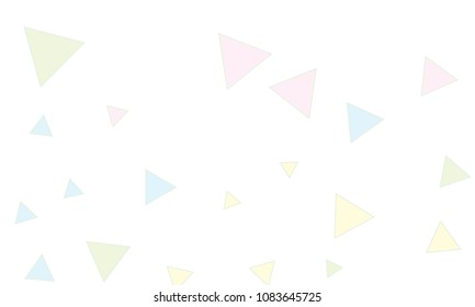 Many Light Blue, Green, Violet and Yellow Triangles of Different Size on White Background