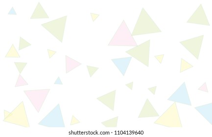 Many Light Blue, Green, Violet and Yellow Triangles of Different Size on White Background