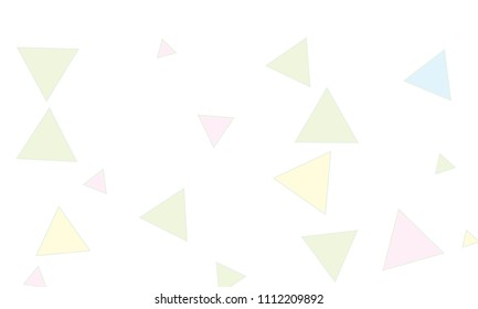 Many Light Blue, Green, Violet and Yellow Triangles of Different Size on White Background