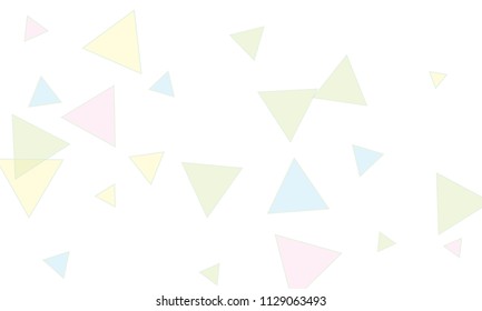 Many Light Blue, Green, Violet and Yellow Triangles of Different Size on White Background