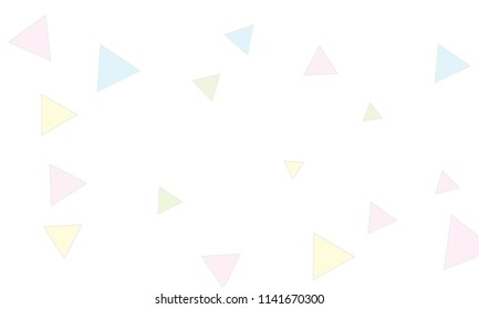 Many Light Blue, Green, Violet and Yellow Triangles of Different Size on White Background