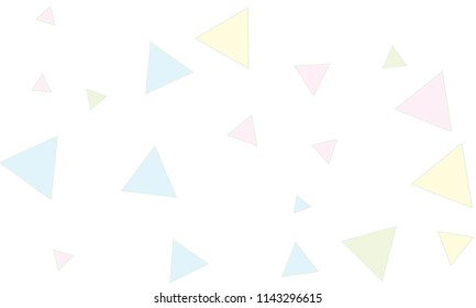 Many Light Blue, Green, Violet and Yellow Triangles of Different Size on White Background