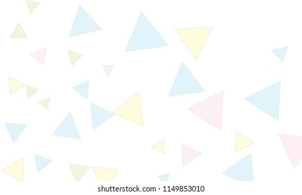 Many Light Blue, Green, Violet and Yellow Triangles of Different Size on White Background