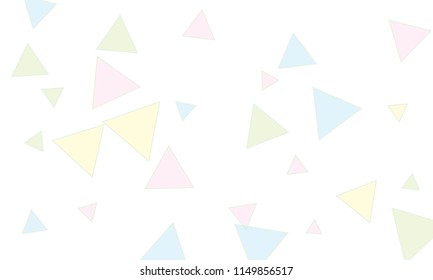 Many Light Blue, Green, Violet and Yellow Triangles of Different Size on White Background