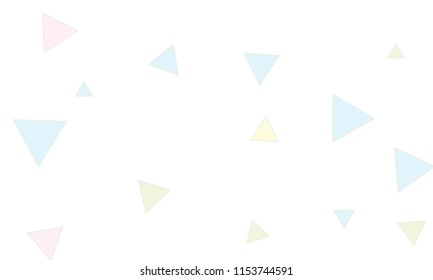Many Light Blue, Green, Violet and Yellow Triangles of Different Size on White Background