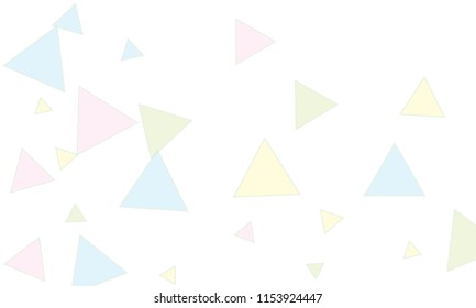 Many Light Blue, Green, Violet and Yellow Triangles of Different Size on White Background