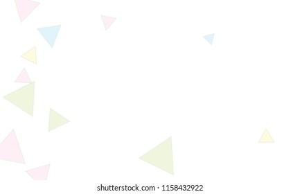 Many Light Blue, Green, Violet and Yellow Triangles of Different Size on White Background