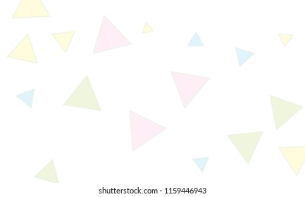 Many Light Blue, Green, Violet and Yellow Triangles of Different Size on White Background