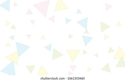 Many Light Blue, Violet and Green Triangles of Different Size on White Background