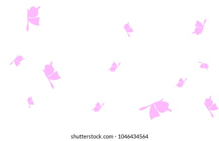 Many Light Pink Butterflies on White Background
