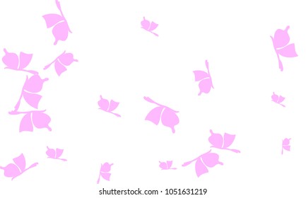 Many Light Pink Butterflies on White Background