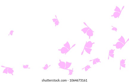 Many Light Pink Butterflies on White Background