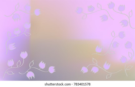 Many Light Pink Flowers with Stems and Leaves on Light Pink Gradient Background