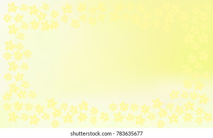 Many Light Yellow Flowers of Different Shape on Light Yellow Background