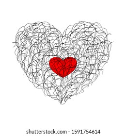 Many lines together from the heart.
Valentine's day concept background. Heart shape vector illustration, Fulfill love.