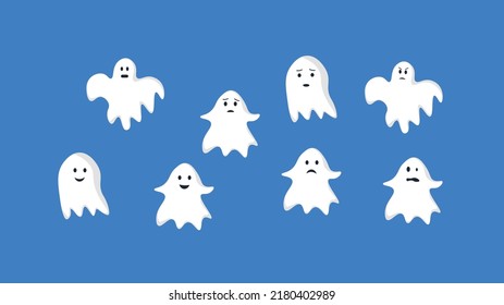 many little ghosts on a blue background