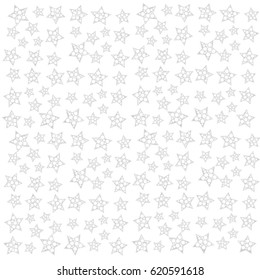 Many Little Grey Stars with Bubbles Inside on White Background