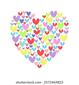 Many little hearts in One big heart ,Vector design for romantic, wedding, Valentine's Day, and love themed designs