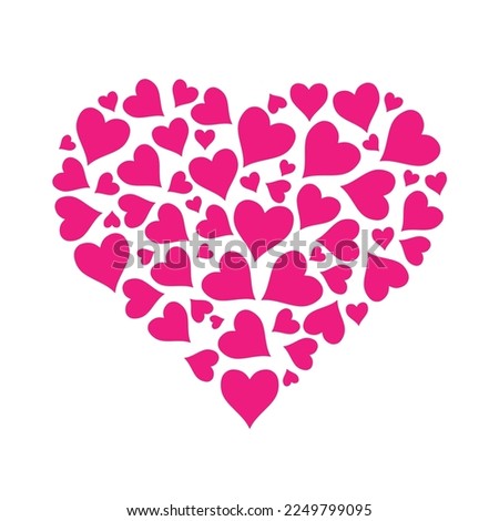 Many little hearts in one big heart. Valentine's day design. Vector Illustration