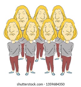 many man feel boring vector illustration isolated cartoon