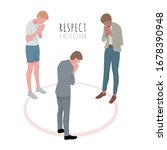 Many men greet each other by raising their hands to pay respect, vector illustration and flat design.