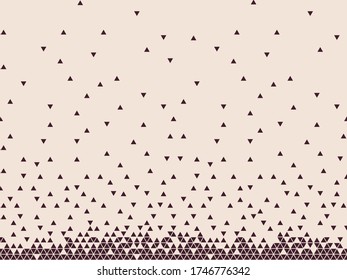 Many monochrome triangles fade, burst, on a light background. Vector illustration template.