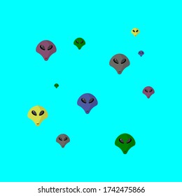 Many multi-colored aliens on a bright background