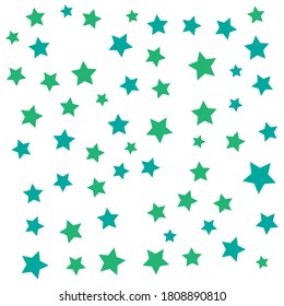 Many multicolored vector stars of different sizes on a solid background
