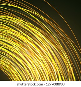 Many neon lines in the shape of a circle. Abstract background for your design. Vector illustration.