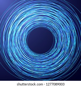 Many neon lines in the shape of a circle. Abstract background for your design. Vector illustration.