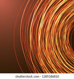 Many neon lines in the shape of a circle. Abstract background for your design. Vector illustration.