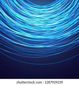 Many neon lines in the shape of a circle. Abstract background for your design. Vector illustration.
