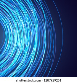 Many neon lines in the shape of a circle. Abstract background for your design. Vector illustration.