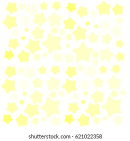 Many Nice Yellow Stars of Different Size and Transparency on White Background