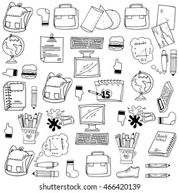 Many object school doodles stock vector collection
