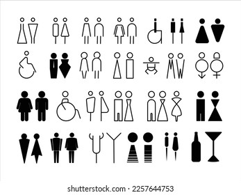 Many options for symbols depicting toilets.