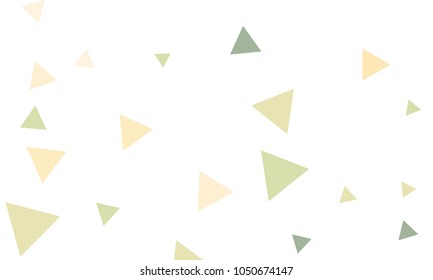 Many Orange, Green and Pink Triangles of Different Size on White Background