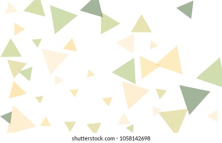 Many Orange, Green and Pink Triangles of Different Size on White Background