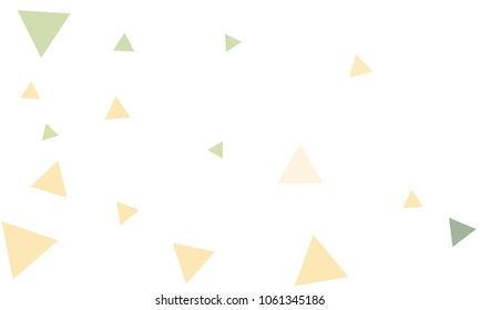 Many Orange, Green and Pink Triangles of Different Size on White Background