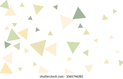 Many Orange, Green and Pink Triangles of Different Size on White Background