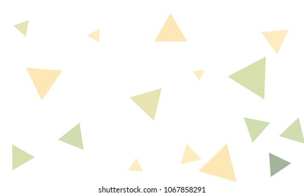 Many Orange, Green and Pink Triangles of Different Size on White Background